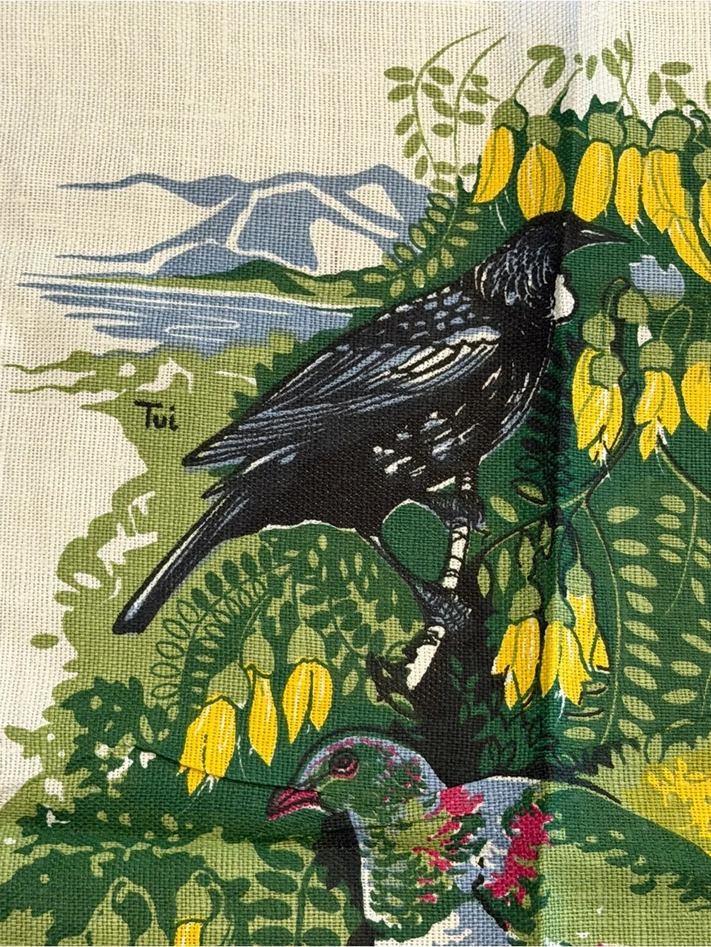 Vintage Birds of New Zealand Linen Tea Towel NEW